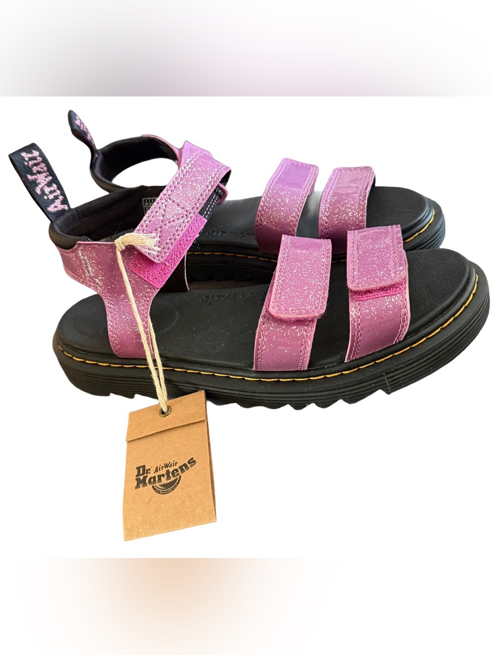 NWT Dr. Martens Klaire Y Cosmic Glitter Pink Strappy Sandals Docs Size 6